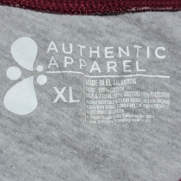 Authentic Apparel Dr Pepper SS Burgundy & Grey Tee - Size XL - Picture 4 of 4